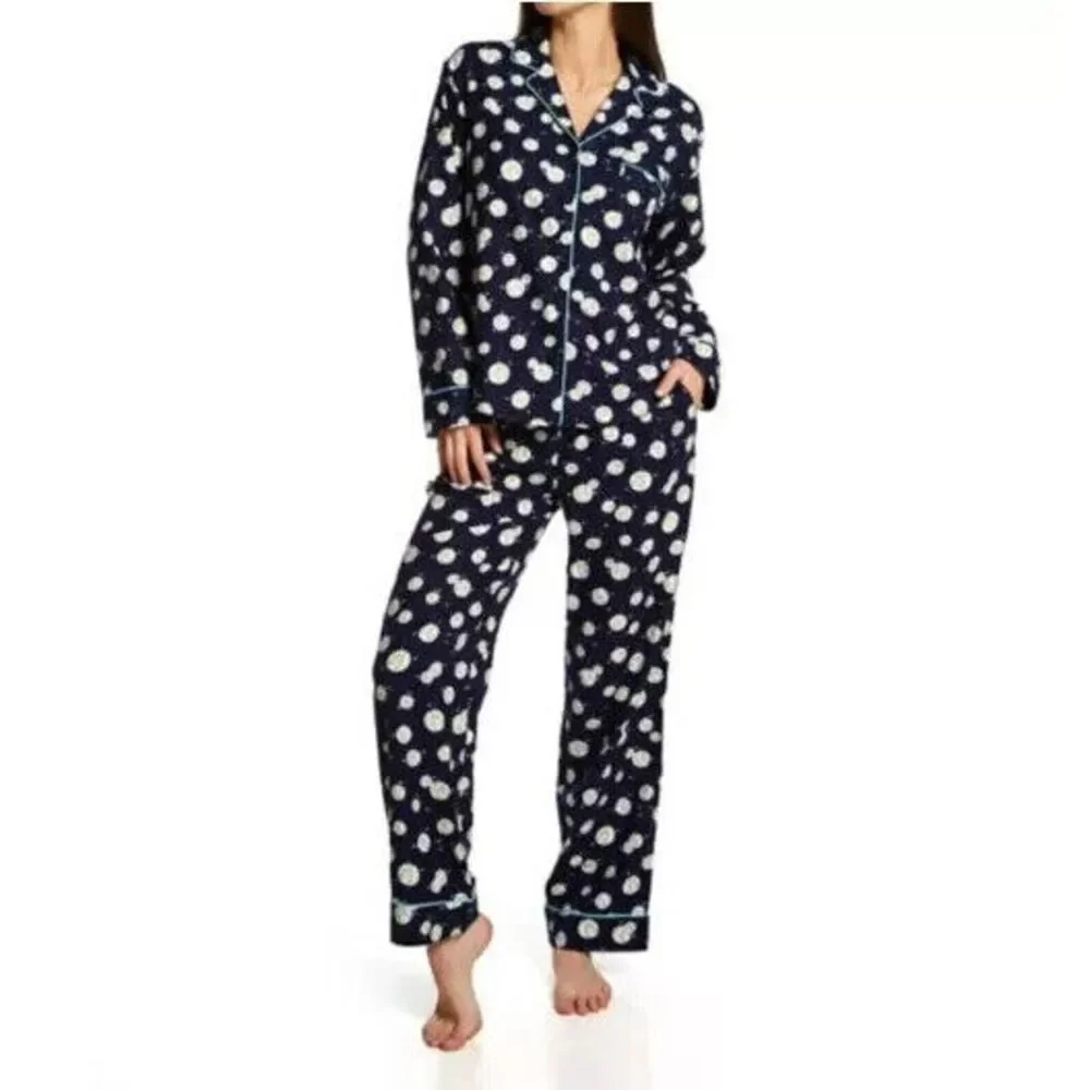 Kate Spade‎ New York Womens Flannel Long Notch PJ Set KS92573 Size XL